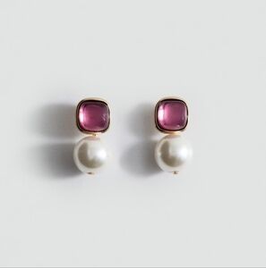Elegant Pink and Pearl Drop Earrings